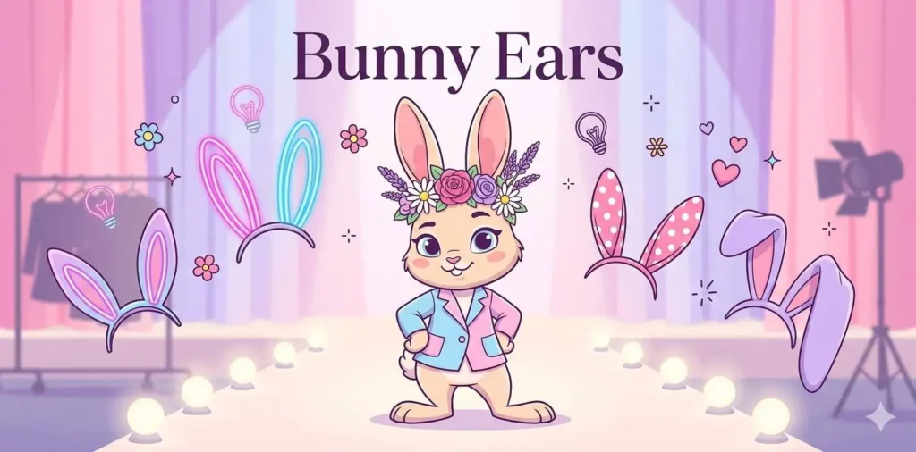 Stylish bunny wearing colorful ear headbands