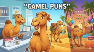 Funny camel pun hero collage illustration