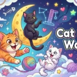 Colorful cat pun universe illustration
