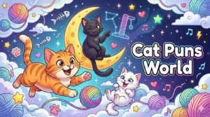 Colorful cat pun universe illustration