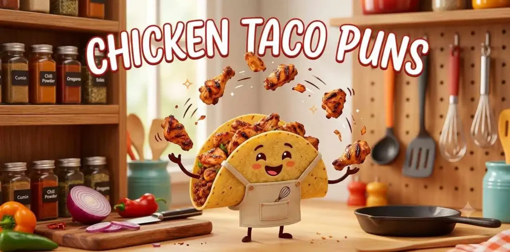 Chicken taco character playful kitchen