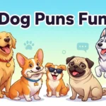 Cartoon dogs celebrating wordplay fun