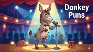 Cartoon donkey on comedy stage