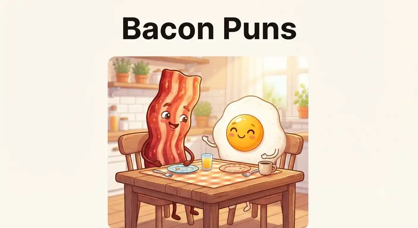 Cartoon bacon and eggs smiling