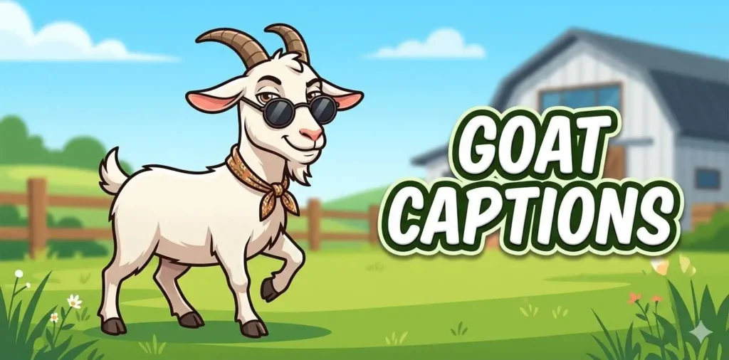 Funny expressive goat posing for social style image