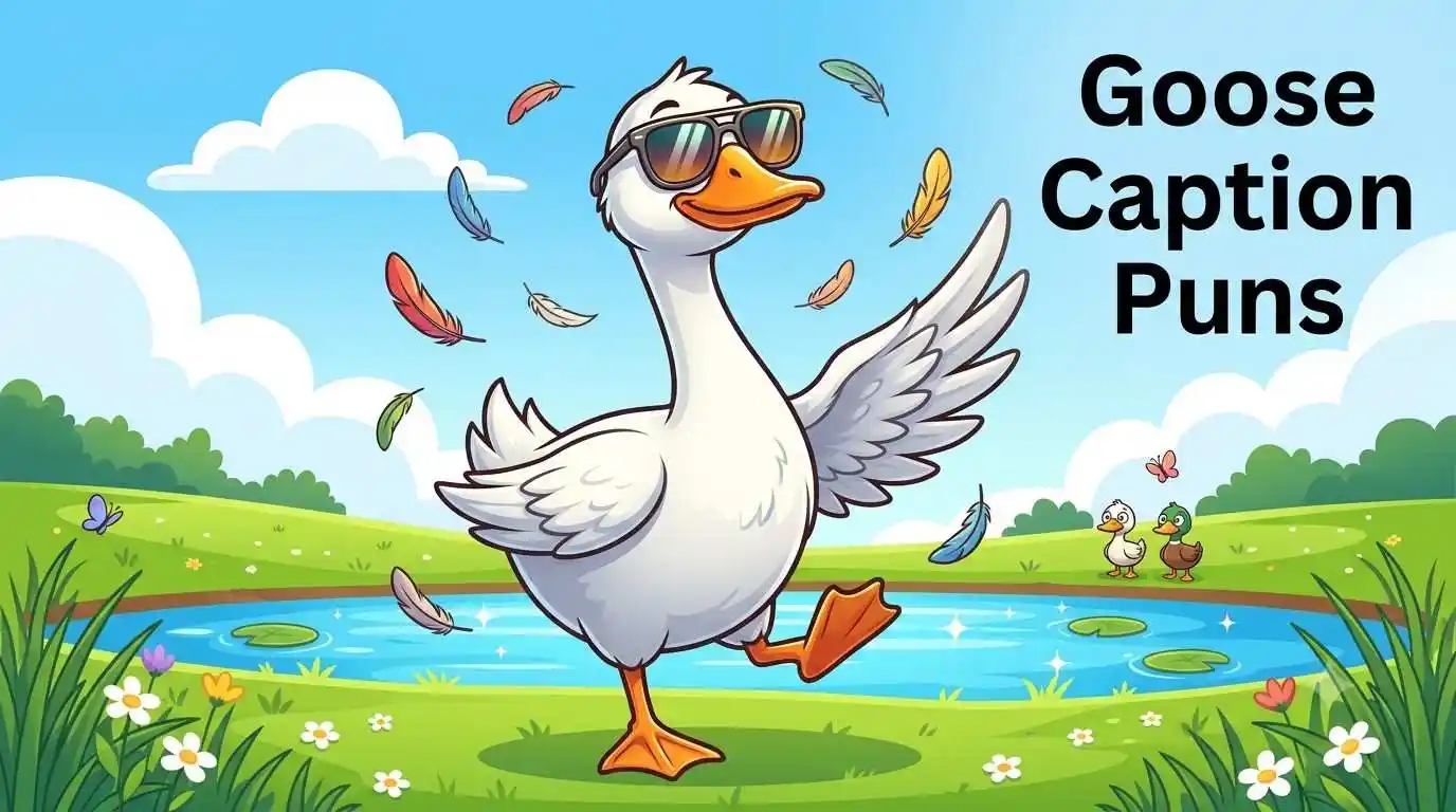 Funny cartoon goose posing proudly
