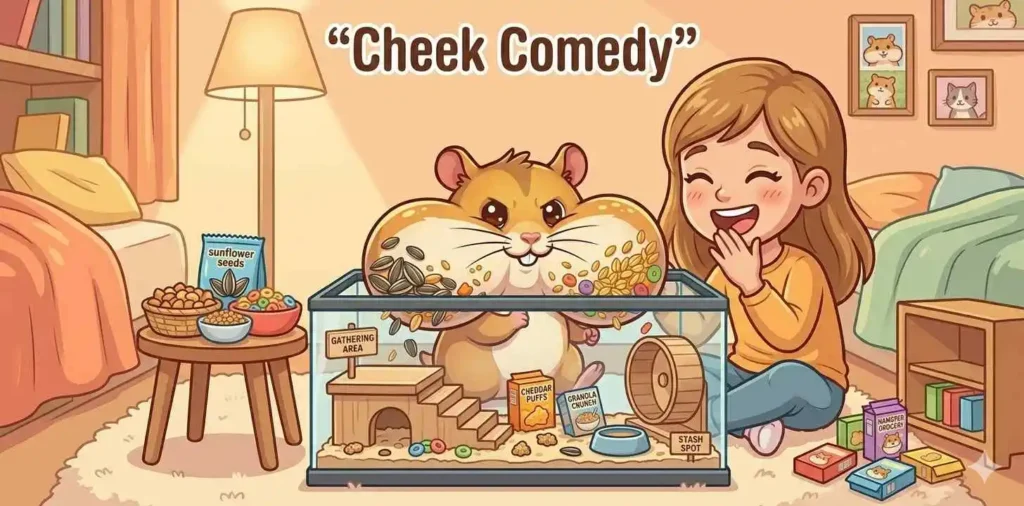 Owner laughing at hamster cheeks