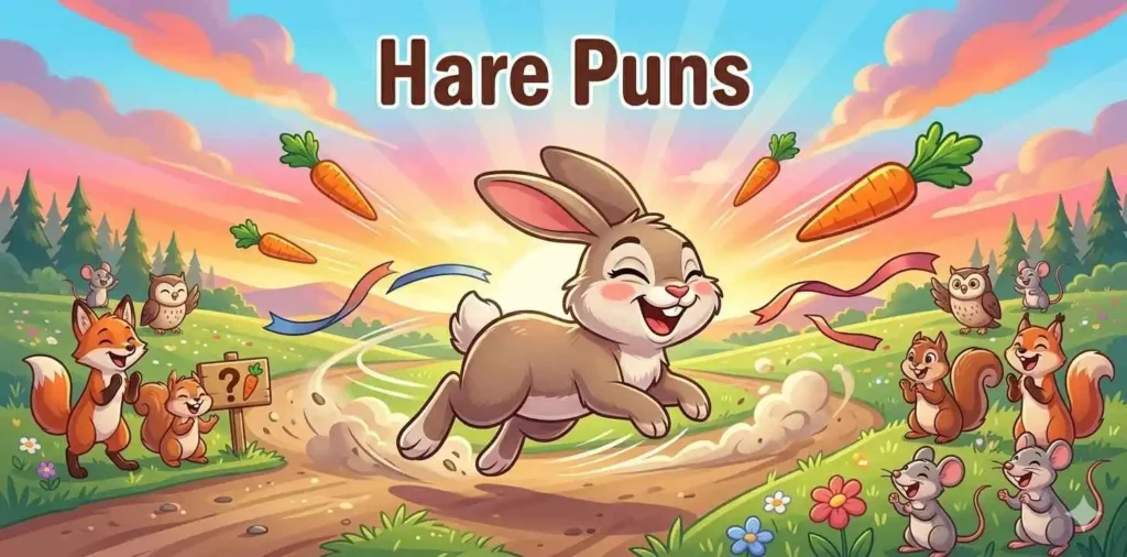 Speedy cartoon hare running happily
