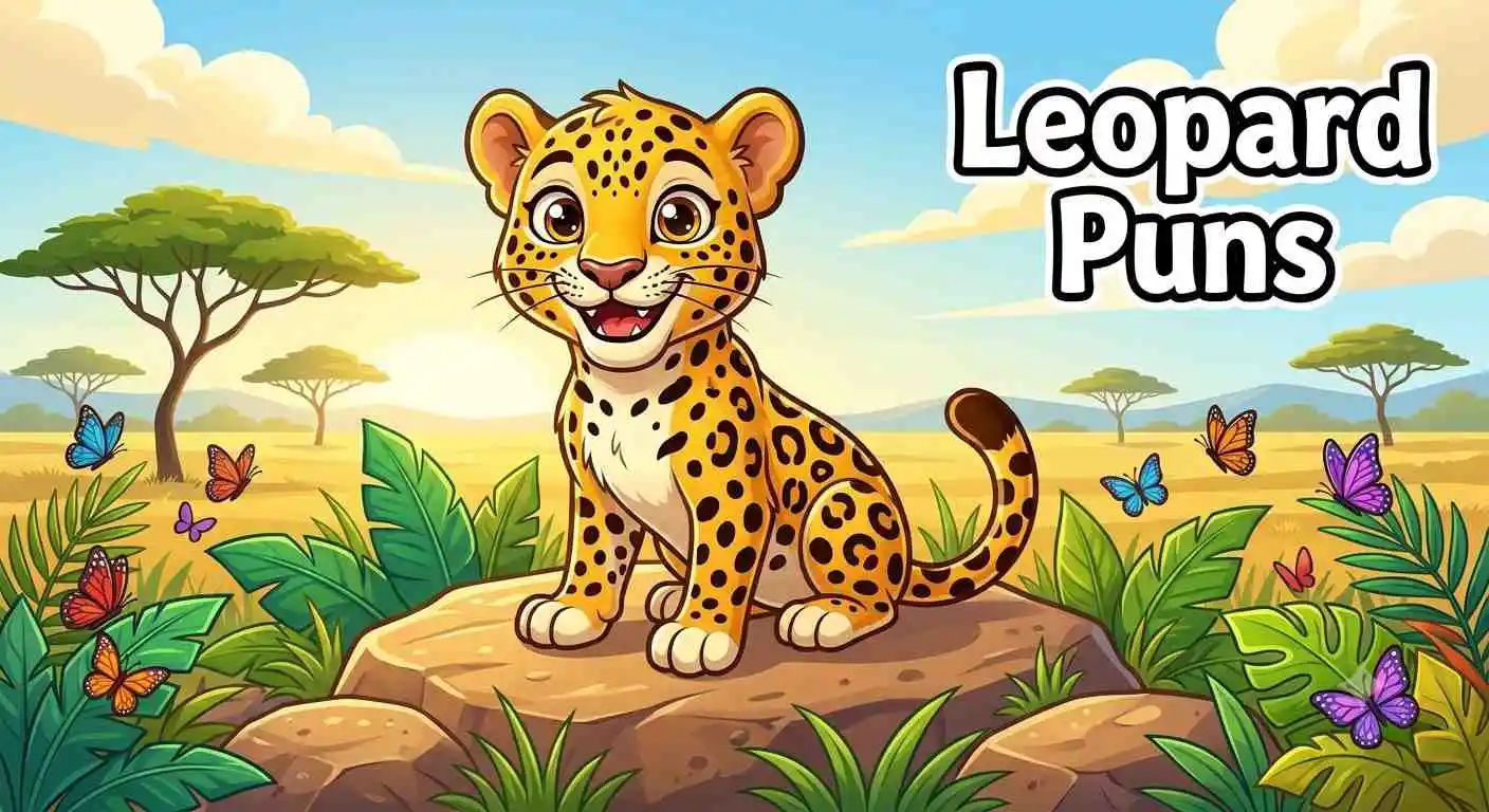 Cartoon leopard smiling happily