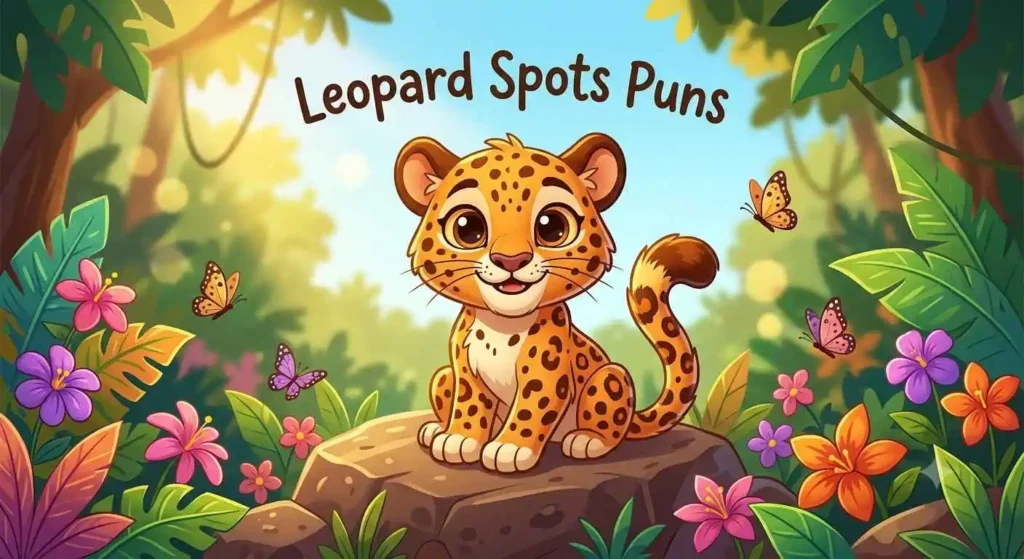Cartoon leopard showing funny spots