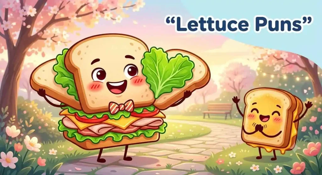 Cute lettuce sandwich romantic scene