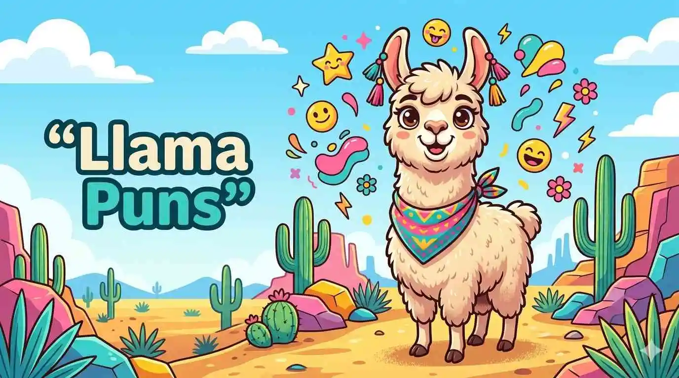 Colorful llama with playful vibe