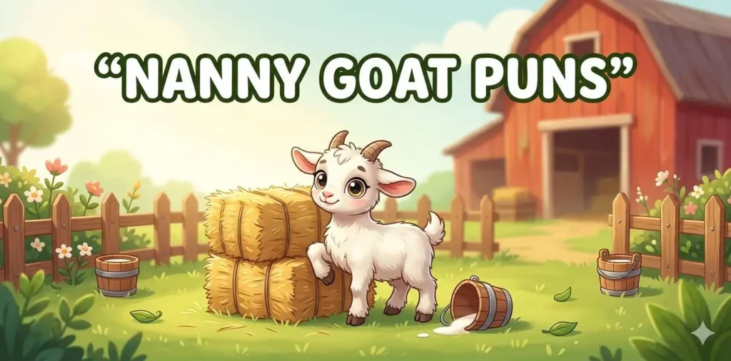 Cute baby nanny goat playing in farm scene