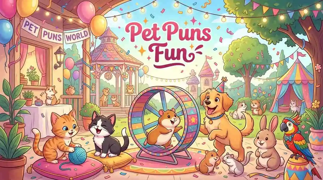 Colorful pets celebrating together