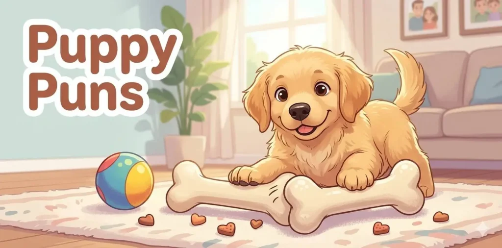 Cute puppy playing with bones