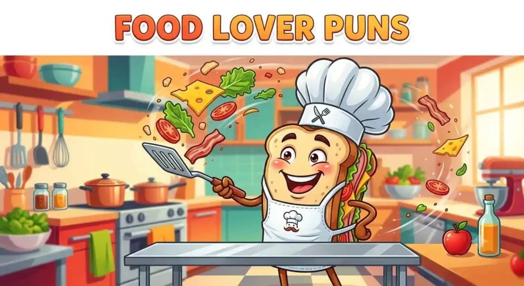 Sandwich chef cooking happily