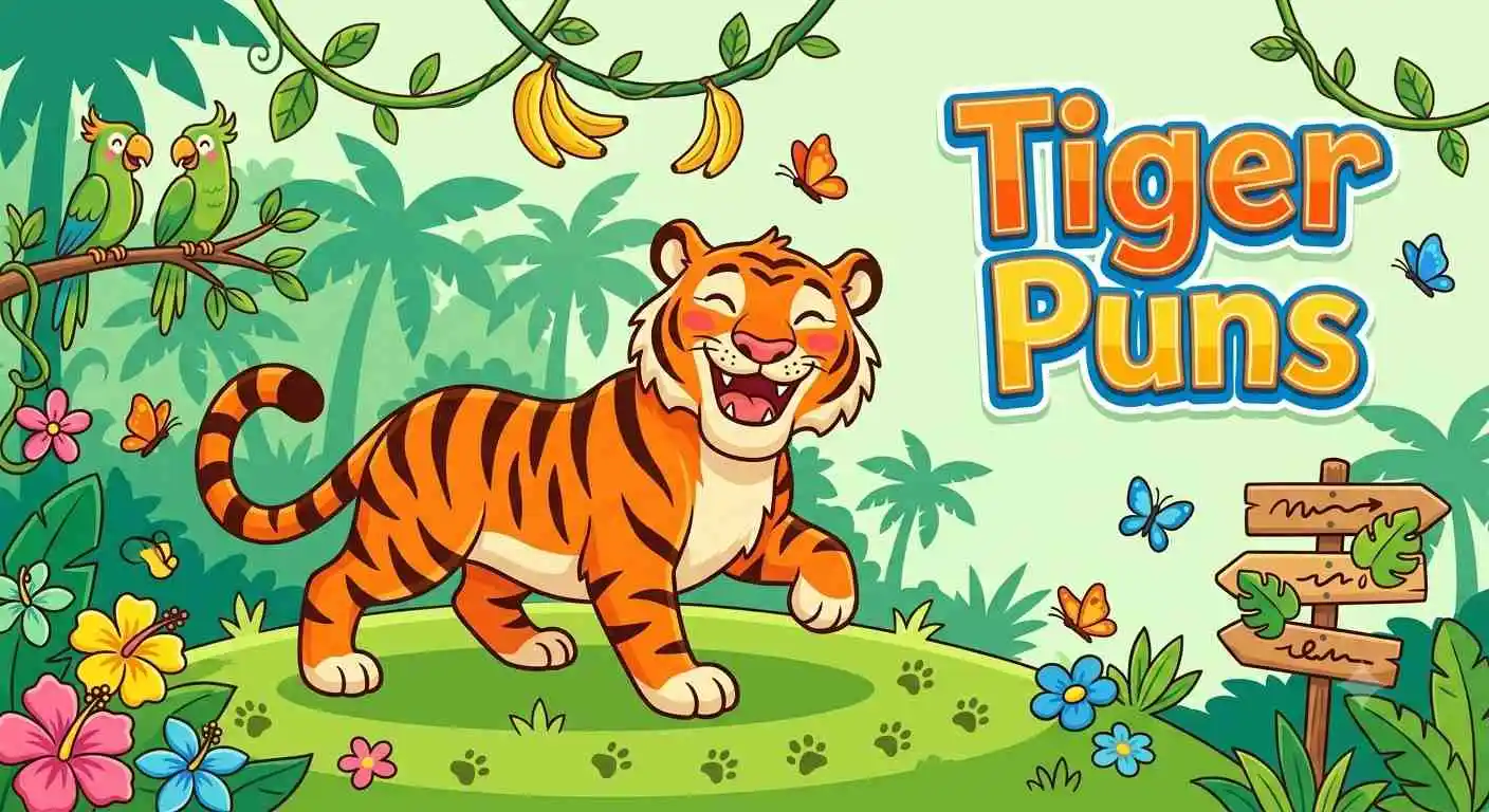 Cartoon tiger making funny jokes
