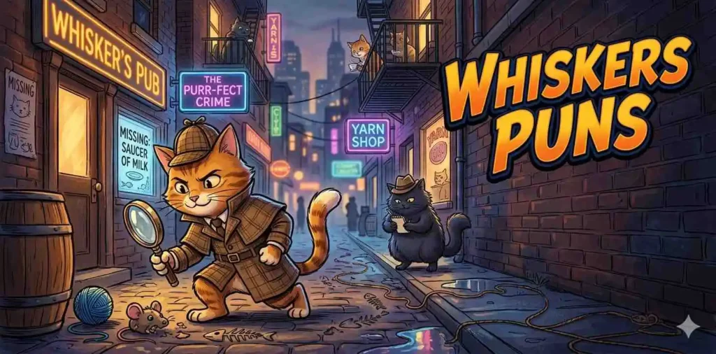 Detective cat solving mystery