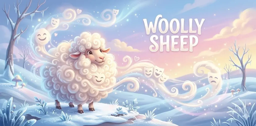 Extremely fluffy woolly sheep cartoon