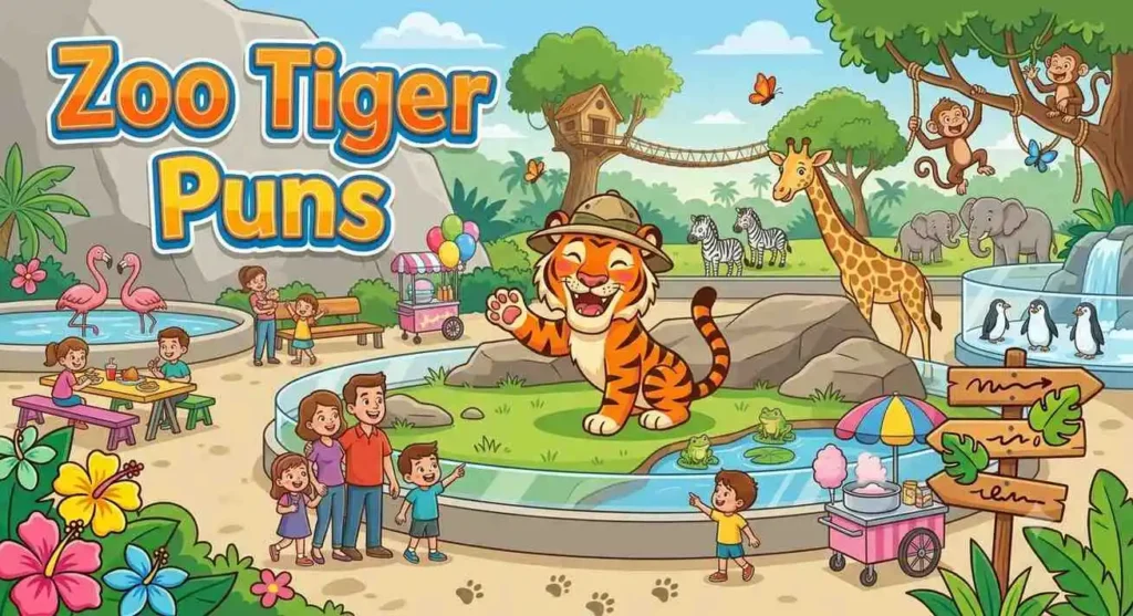 Cartoon tiger at zoo