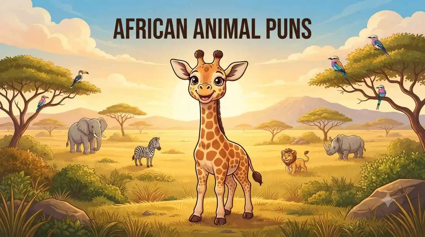 Happy safari animals together