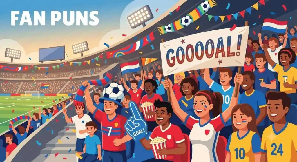 Happy soccer fans cheering together