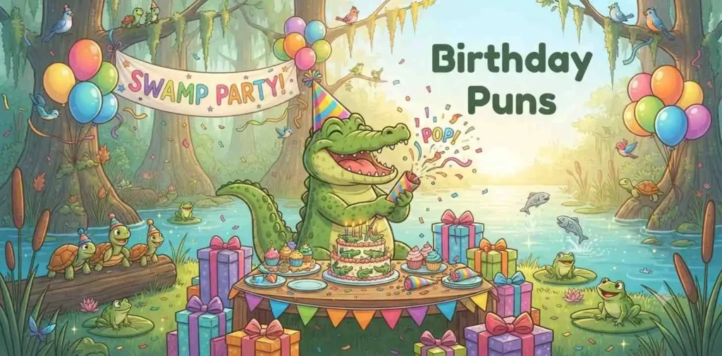 Birthday alligator with balloons cake