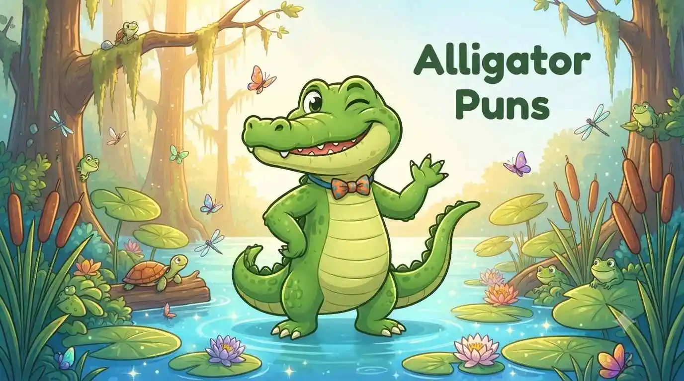 Cute alligator in swamp
