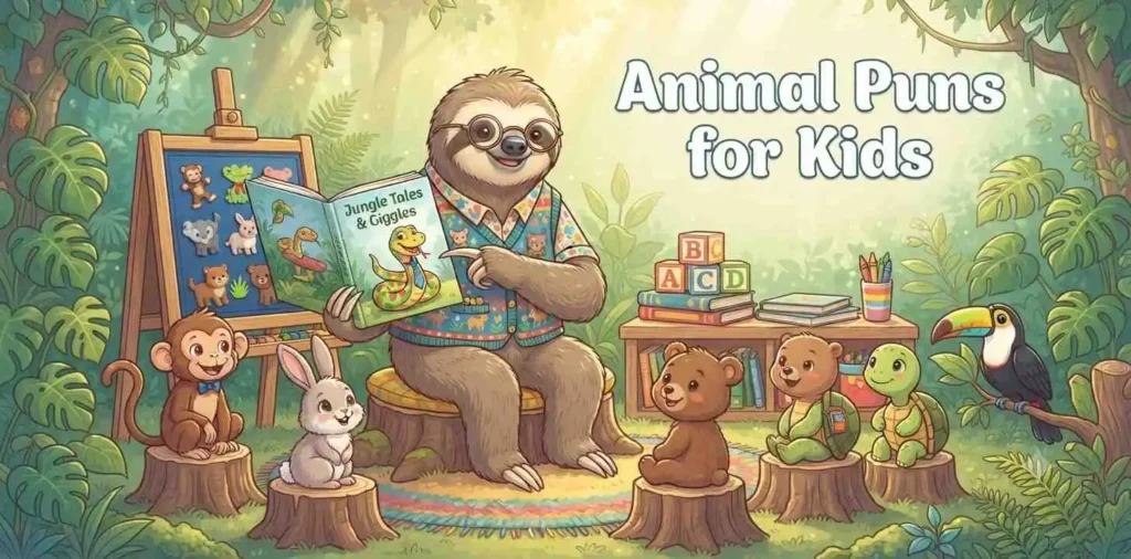 Happy sloth with children