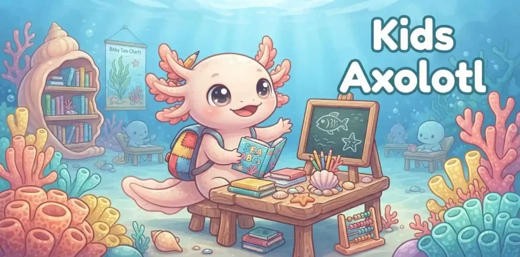 Axolotl playing with toys