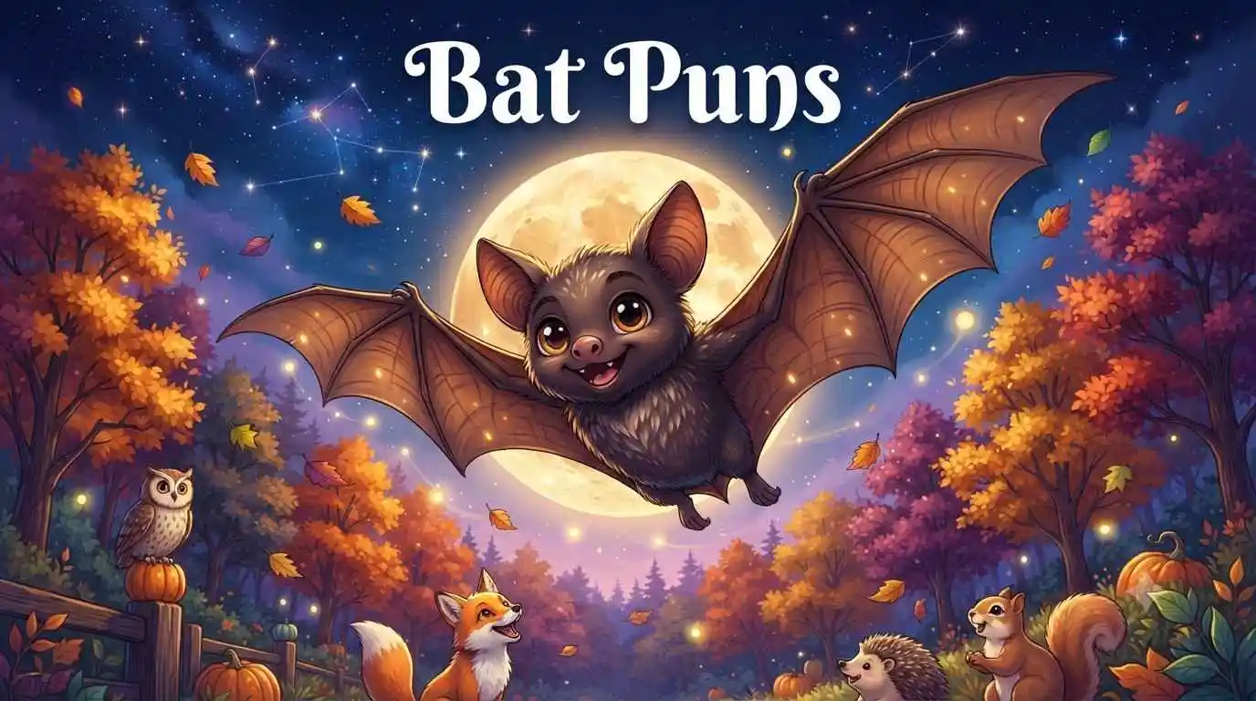 Smiling bat flying happily