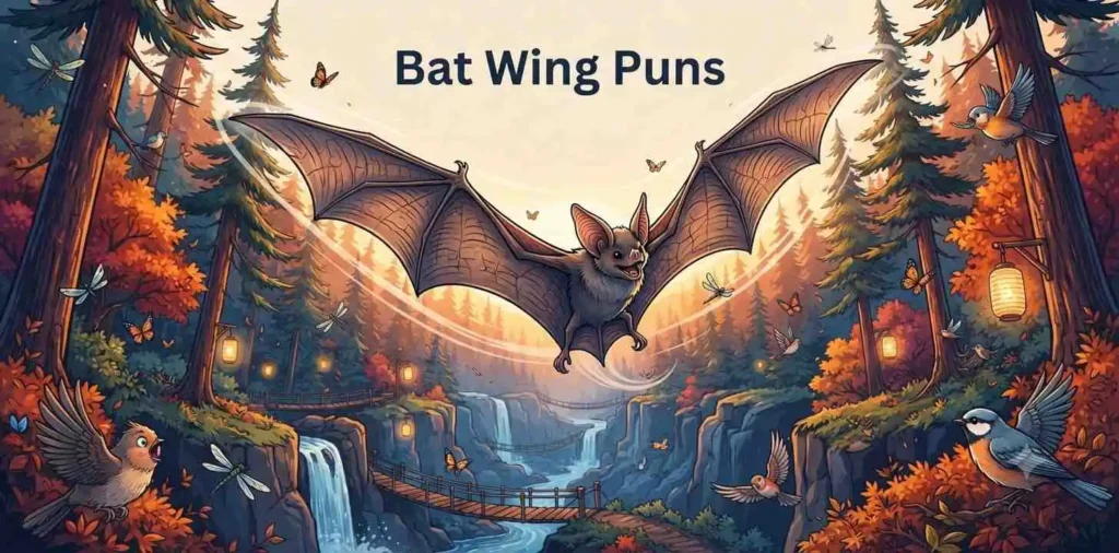 Bat gliding through forest