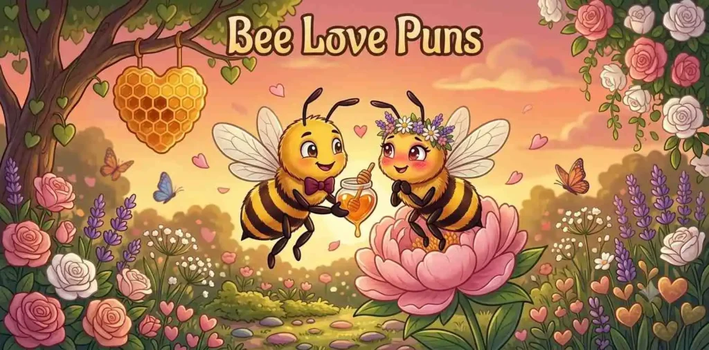 Romantic bees sharing sweet honey.