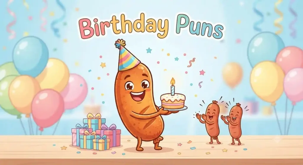 sausage celebrating birthday with cake