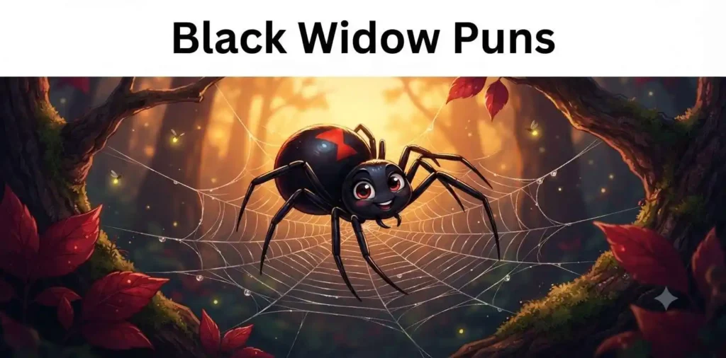 Black widow beside web