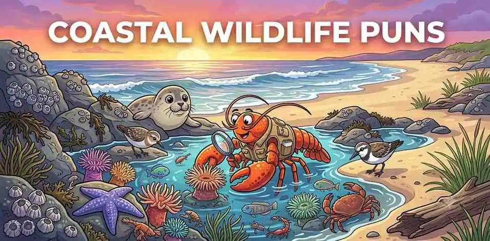 Funny coastal wildlife scene