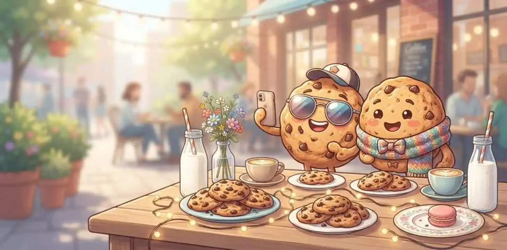 Friends sharing fresh cookies