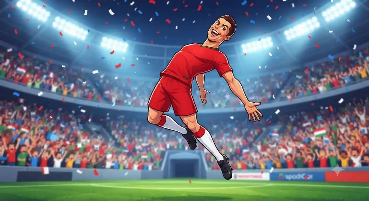 Cartoon Ronaldo doing Siiu celebration
