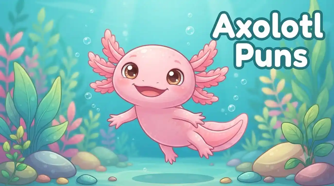 Cute axolotl smiling underwater