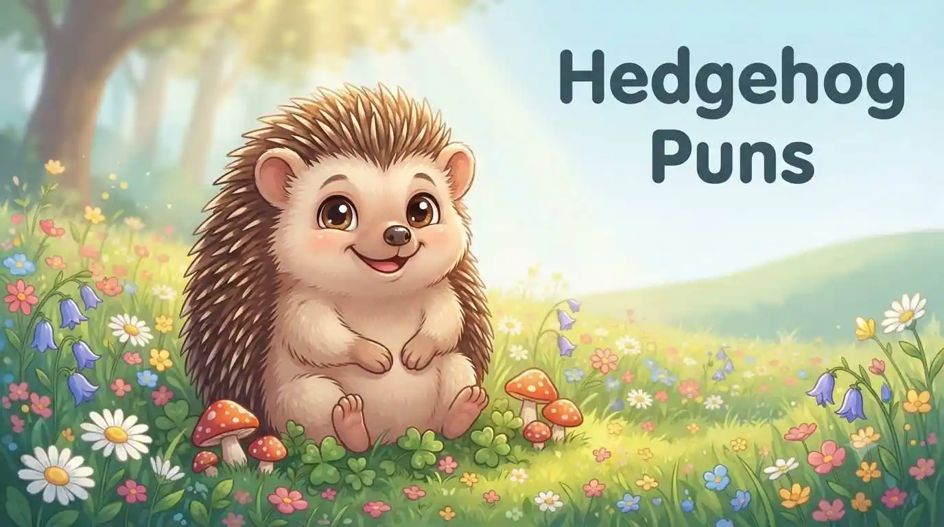 Cute hedgehog sitting happily