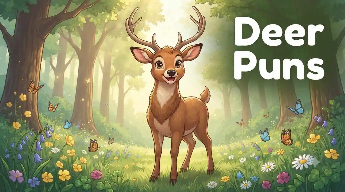 Smiling deer in forest