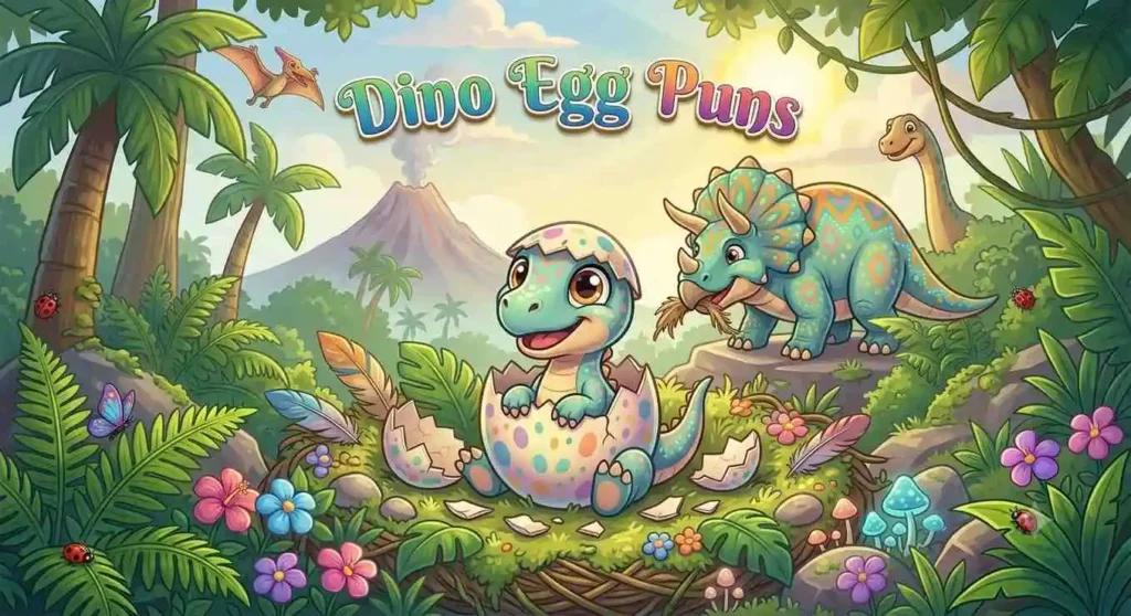 Cute baby dinosaur hatching