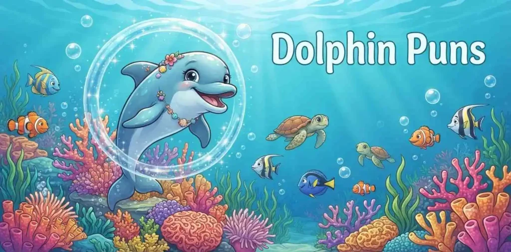 Playful dolphin near coral reef