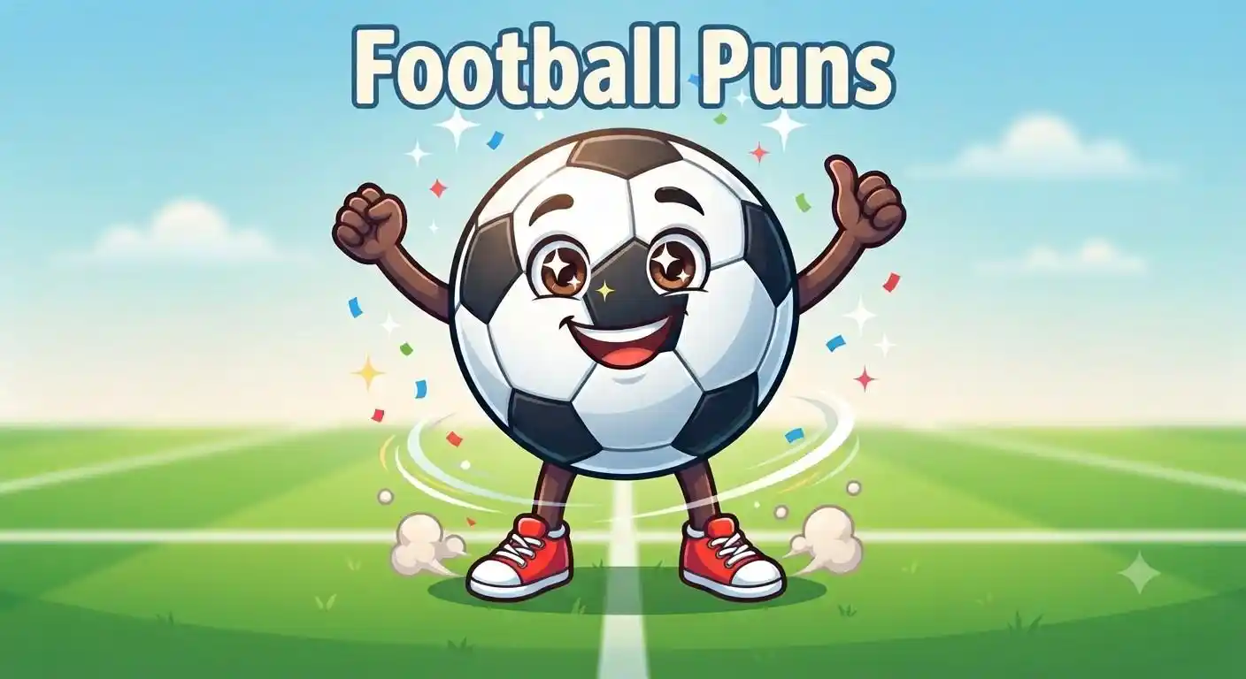 Funny football mascot smiling brightly