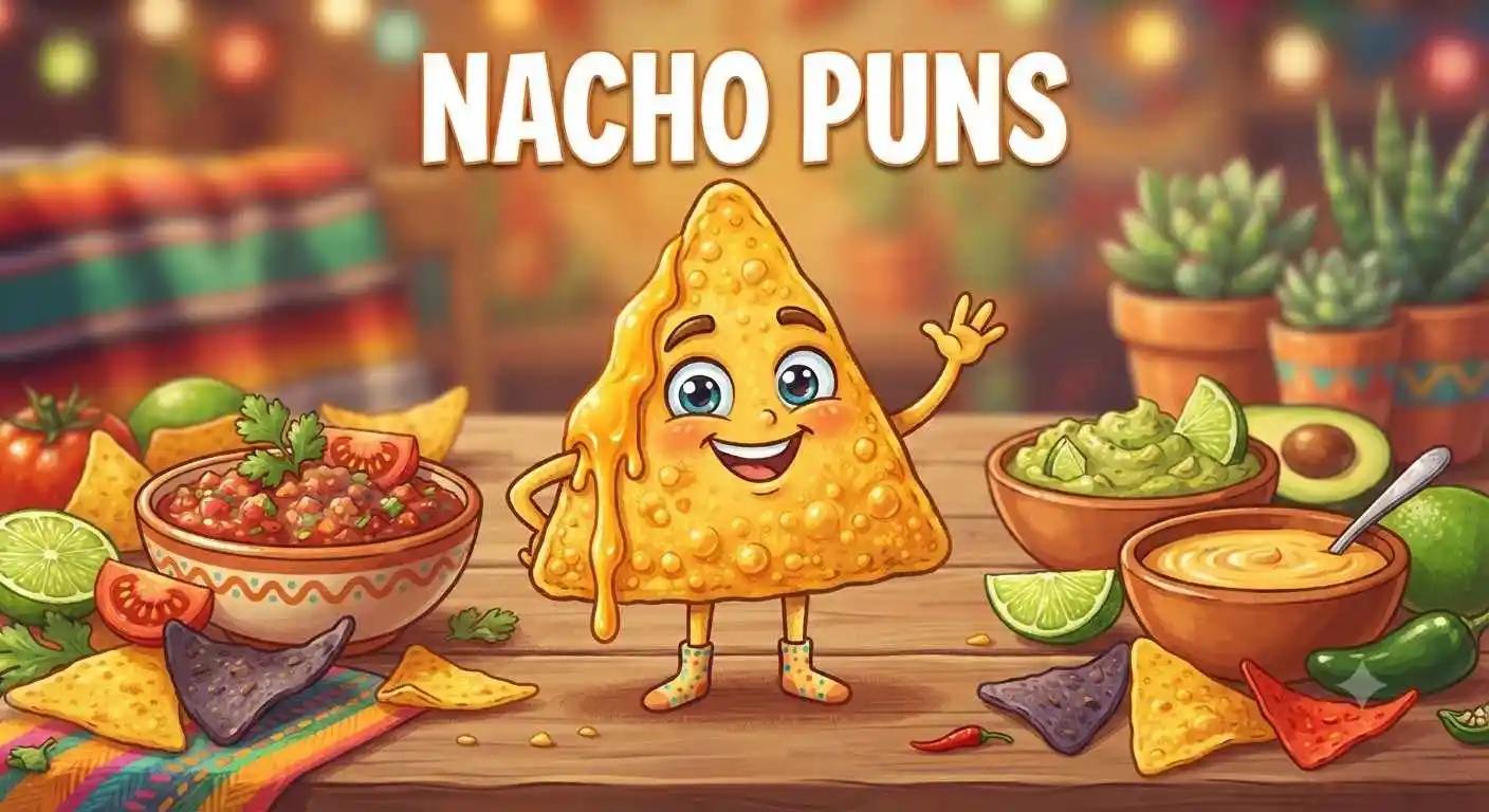 Cute nacho character smiling brightly