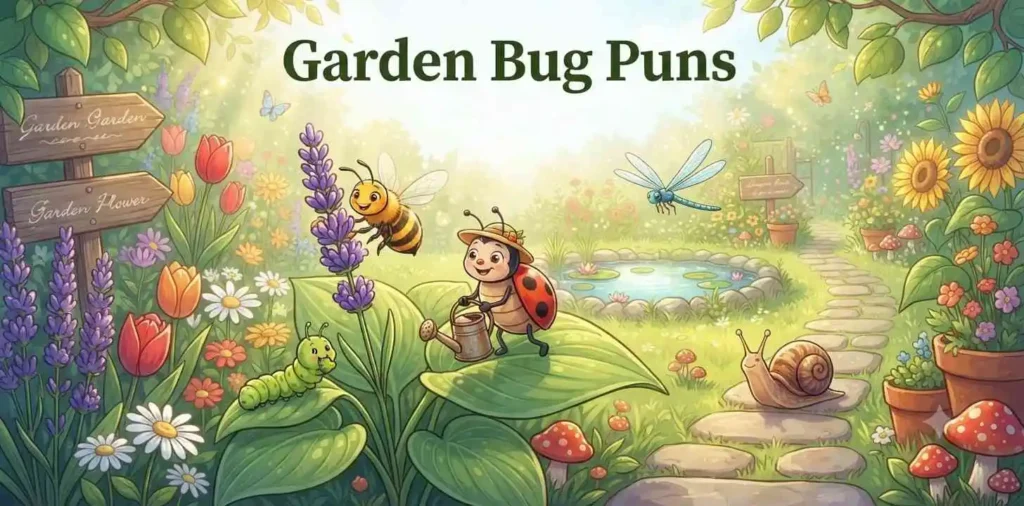 Friendly bugs among flowers