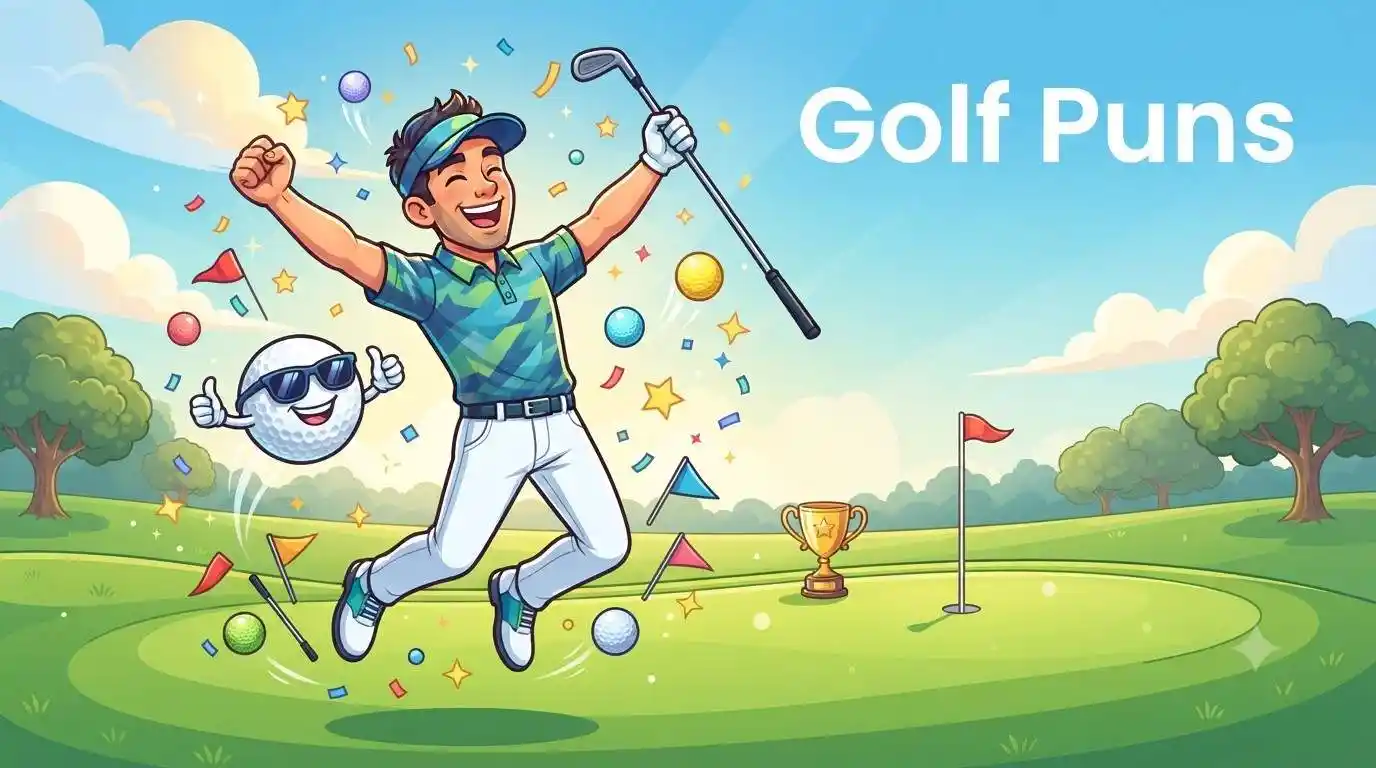 Funny golfer celebrating shot