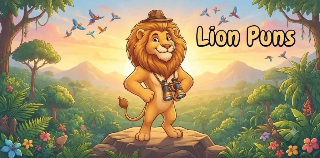 Smiling lion with mane