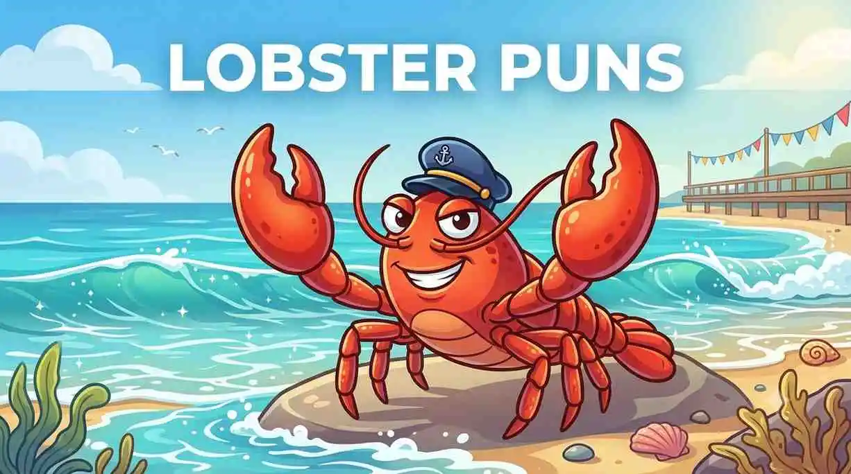 Funny lobster by ocean