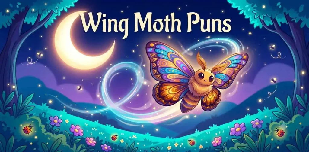 Happy moth flying under moonlight.